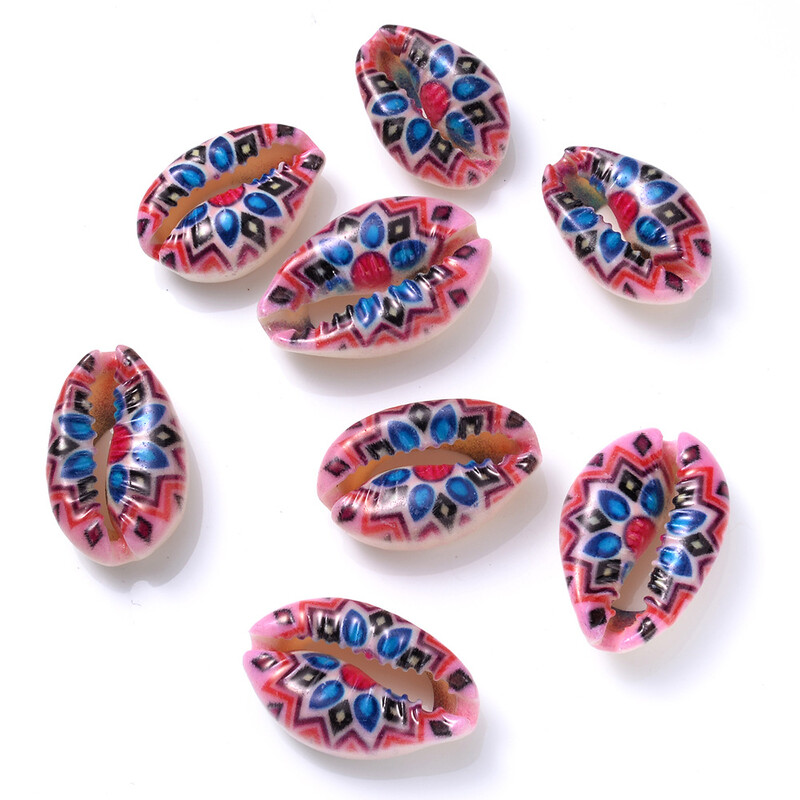 Трансгранични горещо продавани многостилни и многоцветни аксесоари за бижута „Направи си сам“ с цветен принт на естествена черупка с кактус, морска звезда