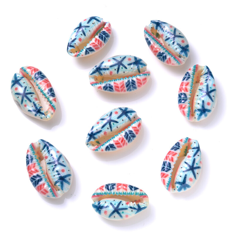 Трансгранични горещо продавани многостилни и многоцветни аксесоари за бижута „Направи си сам“ с цветен принт на естествена черупка с кактус, морска звезда