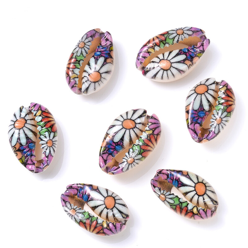 Трансгранични горещо продавани многостилни и многоцветни аксесоари за бижута „Направи си сам“ с цветен принт на естествена черупка с кактус, морска звезда