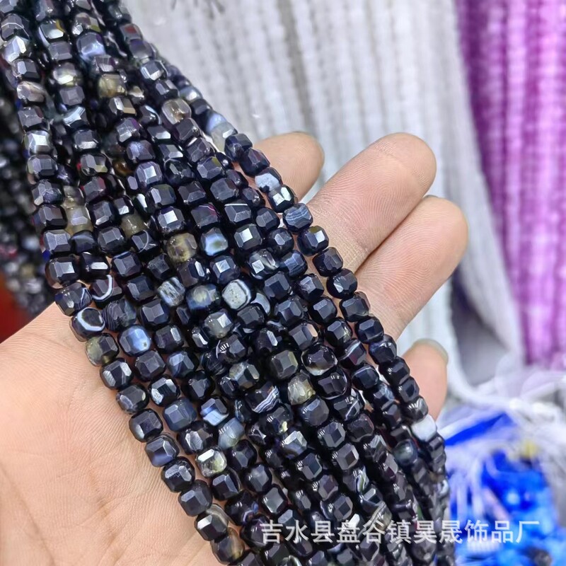 Естествена руда турмалинов нефрит ахат, фасетиран малък куб захар, полуготов, свободен, мънисто колие, гривна, „Направи си сам“ бижута