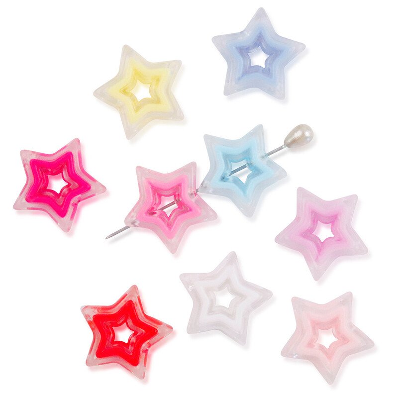 Кухи цветно позлатени прозрачни мъниста в сърцето, 10pcs петолъчна звезда, ръчно изработени, „Направи си сам“ мъниста, верижка за мобилен телефон, акрилни аксесоари за бижута