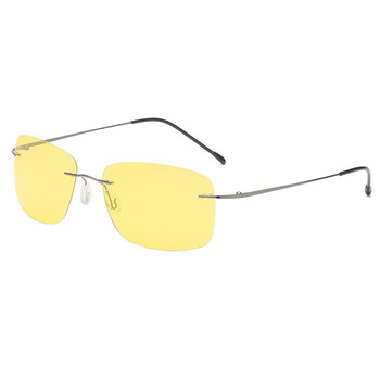 Jaunas bezrāmju B titāna polarizētas krāsu plēves brilles ar kvadrātveida rāmi, salokāmas kājas, bezrāmju vīriešu un sieviešu spoguļattēla braukšanas saulesbrilles