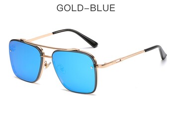 2025. gada jaunas Eiropas un Amerikas modes metāla kvadrātveida rāmja saulesbrilles vīriešiem, pārrobežu tendence, ielu mode