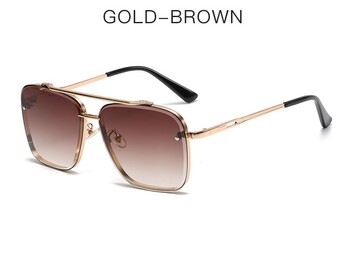 2025. gada jaunas Eiropas un Amerikas modes metāla kvadrātveida rāmja saulesbrilles vīriešiem, pārrobežu tendence, ielu mode