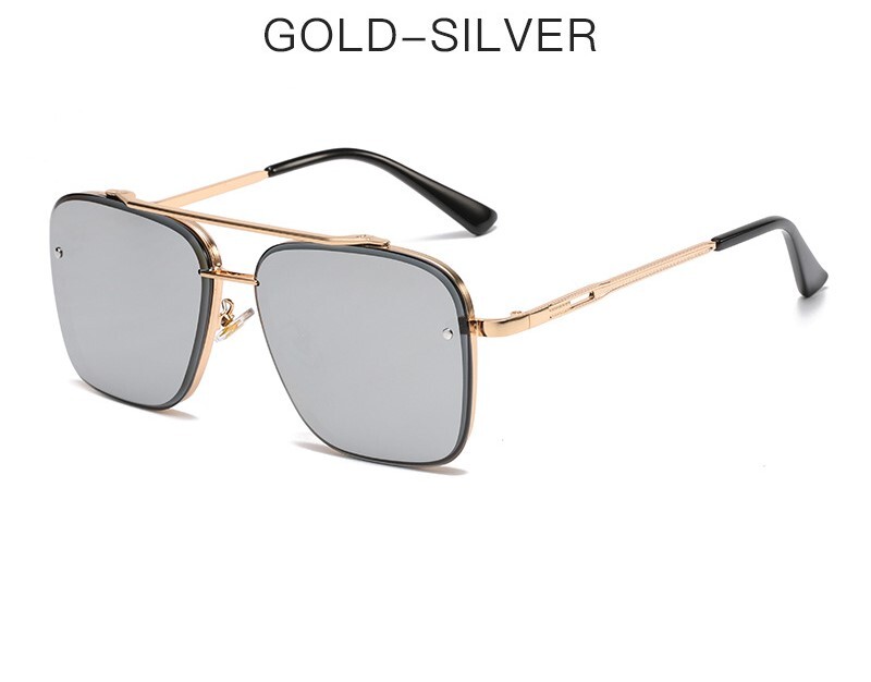 2025. gada jaunas Eiropas un Amerikas modes metāla kvadrātveida rāmja saulesbrilles vīriešiem, pārrobežu tendence, ielu mode