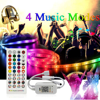 Infraraudonųjų spindulių 40 klavišų LED „Bluetooth“ spalvotų RGB šviesos juostų valdiklis, programėlės valdymas, vienos ar dviejų muzikinių šviesos juostų valdymas