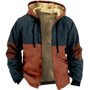 Pamučna zimska jakna s dugim rukavima i džepovima, prikladna za muškarce, s europskim i američkim modelima, žuta podstava, 3D digitalni tisak, razni uzorci, široka i udobna.