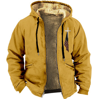 Pamučna zimska jakna s dugim rukavima i džepovima, prikladna za muškarce, s europskim i američkim modelima, žuta podstava, 3D digitalni tisak, razni uzorci, široka i udobna.