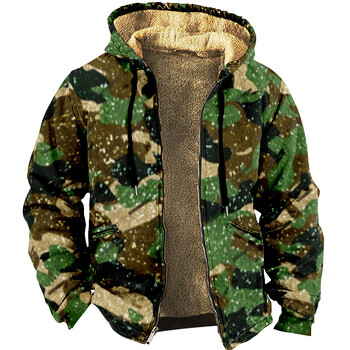 Pamučna zimska jakna s dugim rukavima i džepovima, prikladna za muškarce, s europskim i američkim modelima, žuta podstava, 3D digitalni tisak, razni uzorci, široka i udobna.