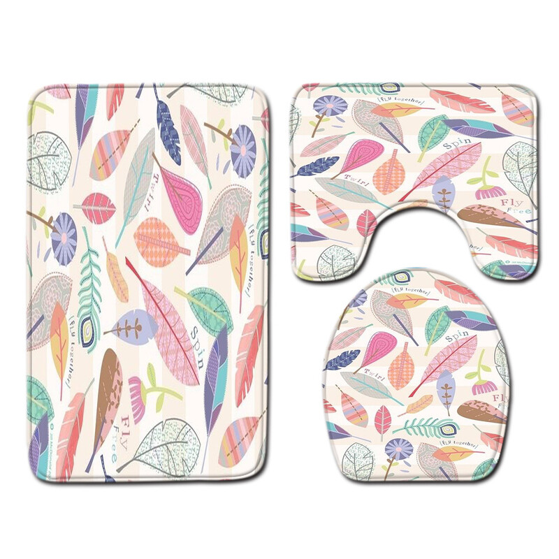 „Peony Source Place“ tualeto trijų dalių komplektas vonios kambario kilimėliui, durų derinys „Wish“