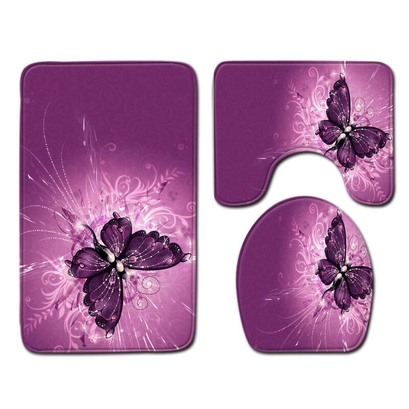 „Peony Source Place“ tualeto trijų dalių komplektas vonios kambario kilimėliui, durų derinys „Wish“