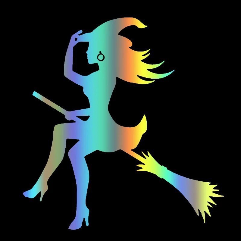 Αυτοκόλλητα αυτοκινήτων διασυνοριακού εξωτερικού εμπορίου με μάγισσα για το Halloween που καβαλάει σκουπόξυλο, διακόσμηση από γυαλί παραθύρου, αυτοκόλλητα αμαξώματος μοτοσικλέτας