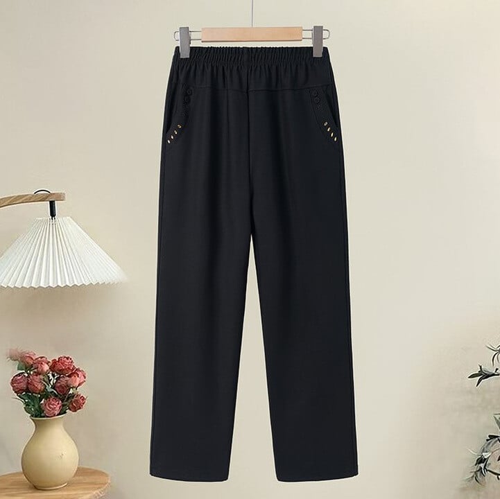 Нови стилни майчински панталони, пролетни и есенни прави панталони за средна и възрастна възраст, широки дамски панталони, панталони за баба с еластична талия