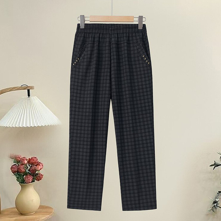 Нови стилни майчински панталони, пролетни и есенни прави панталони за средна и възрастна възраст, широки дамски панталони, панталони за баба с еластична талия