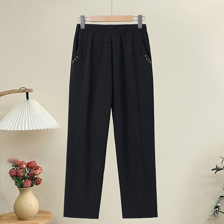 Нови стилни майчински панталони, пролетни и есенни прави панталони за средна и възрастна възраст, широки дамски панталони, панталони за баба с еластична талия