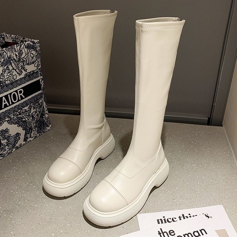 Ghete lungi subțiri pentru femei, vara 2021, ghete noi din plasă, sandale la modă cu talpă groasă, goale, versatile, respirabile, ghete lungi din plasă