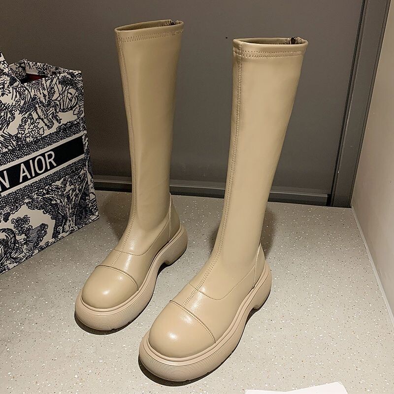 Ghete lungi subțiri pentru femei, vara 2021, ghete noi din plasă, sandale la modă cu talpă groasă, goale, versatile, respirabile, ghete lungi din plasă