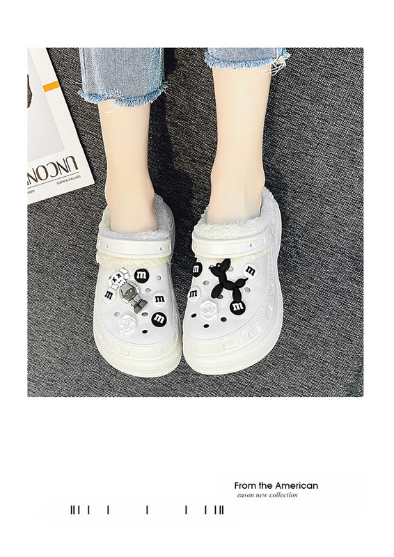 Elpojoši kokvilnas apavi ar dobiem caurumiem 2022, ziemas kokvilnas siltie apavi bez šņorēm, lielas kokvilnas čības