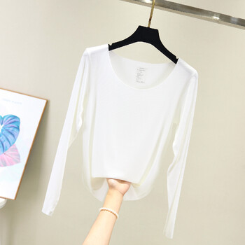 Тениска с дълъг ръкав, дамска, есен 2020, ново дамско облекло, корейска версия, резбована модална риза с тънък долнище, топ дрехи, есенни дрехи
