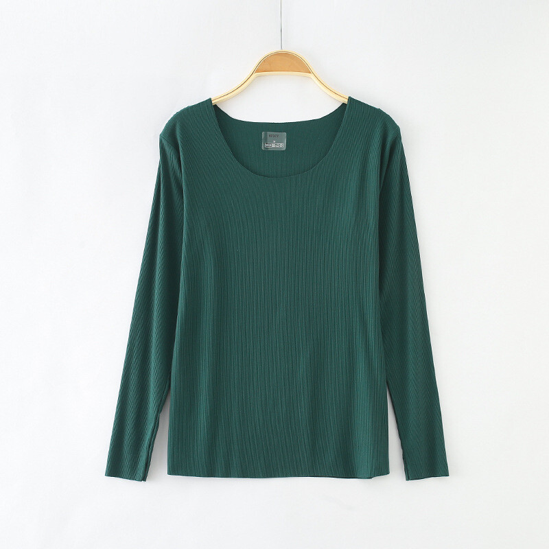 Тениска с дълъг ръкав, дамска, есен 2020, ново дамско облекло, корейска версия, резбована модална риза с тънък долнище, топ дрехи, есенни дрехи