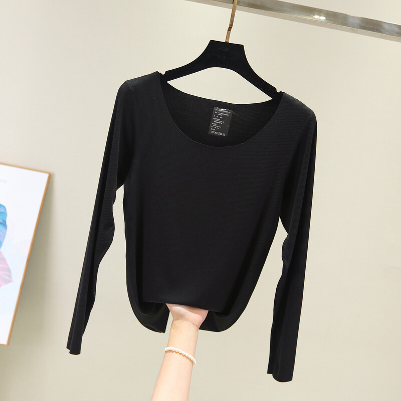 Тениска с дълъг ръкав, дамска, есен 2020, ново дамско облекло, корейска версия, резбована модална риза с тънък долнище, топ дрехи, есенни дрехи