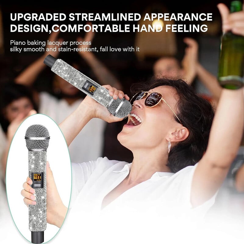 Microfon wireless unu-doi microfon audio pentru acasă KTV, microfon audio pentru exterior, karaoke, microfon portabil profesional live