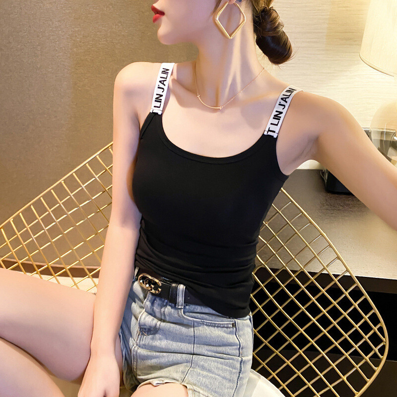 Balti maži moteriški marškinėliai be rankovių, modernūs ir stilingi 2025 m. vasaros drabužiai, nauji sportiniai marškinėliai be rankovių