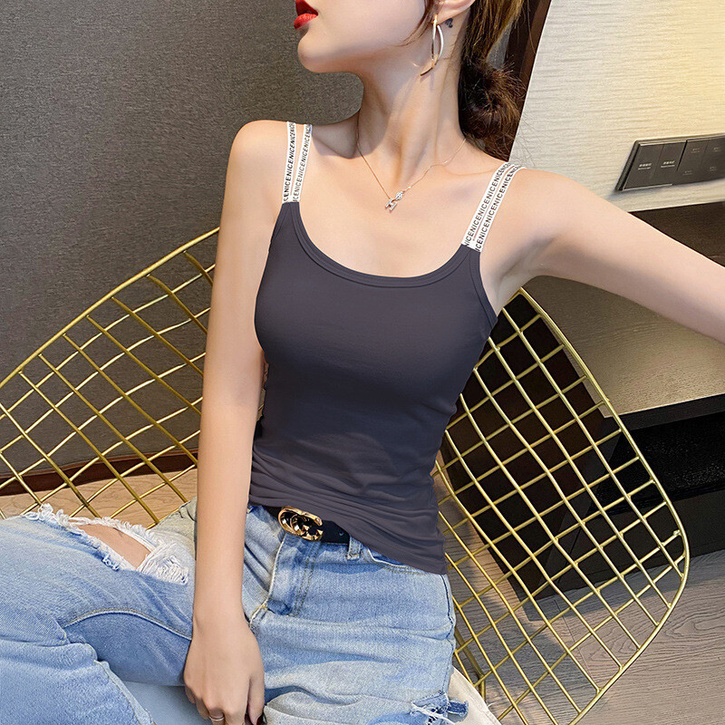 Balti maži moteriški marškinėliai be rankovių, modernūs ir stilingi 2025 m. vasaros drabužiai, nauji sportiniai marškinėliai be rankovių