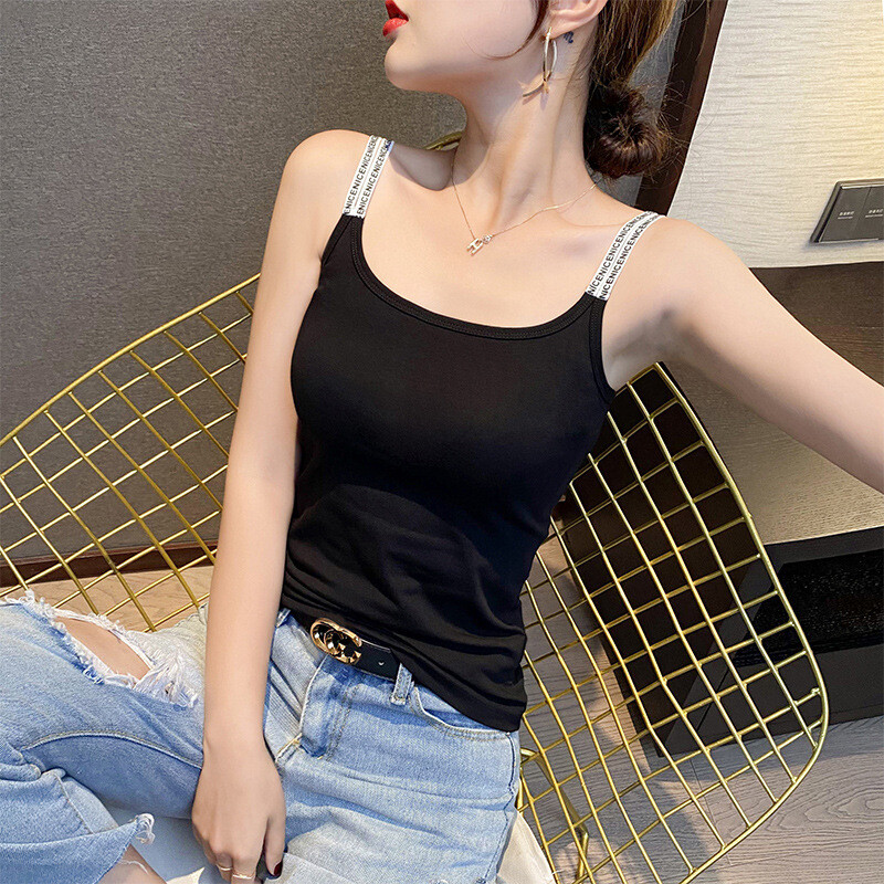 Balti maži moteriški marškinėliai be rankovių, modernūs ir stilingi 2025 m. vasaros drabužiai, nauji sportiniai marškinėliai be rankovių