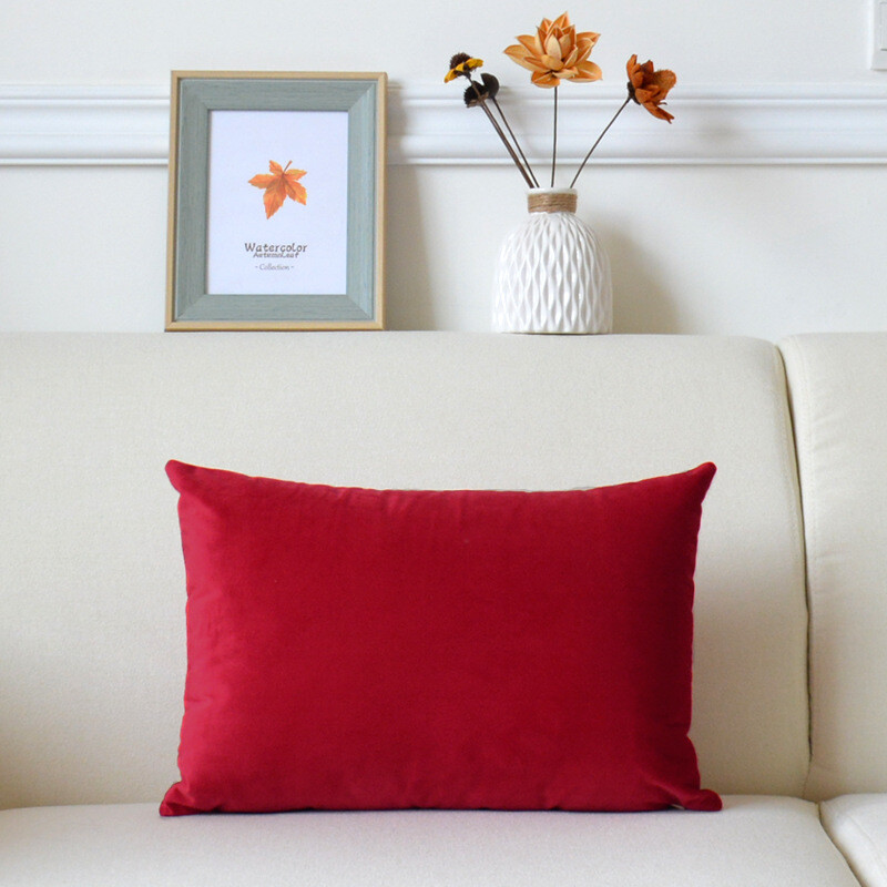 Față de pernă din catifea de culoare uni, pernă de canapea modernă simplă, talie lungă, față de pernă cu spătar mare J^