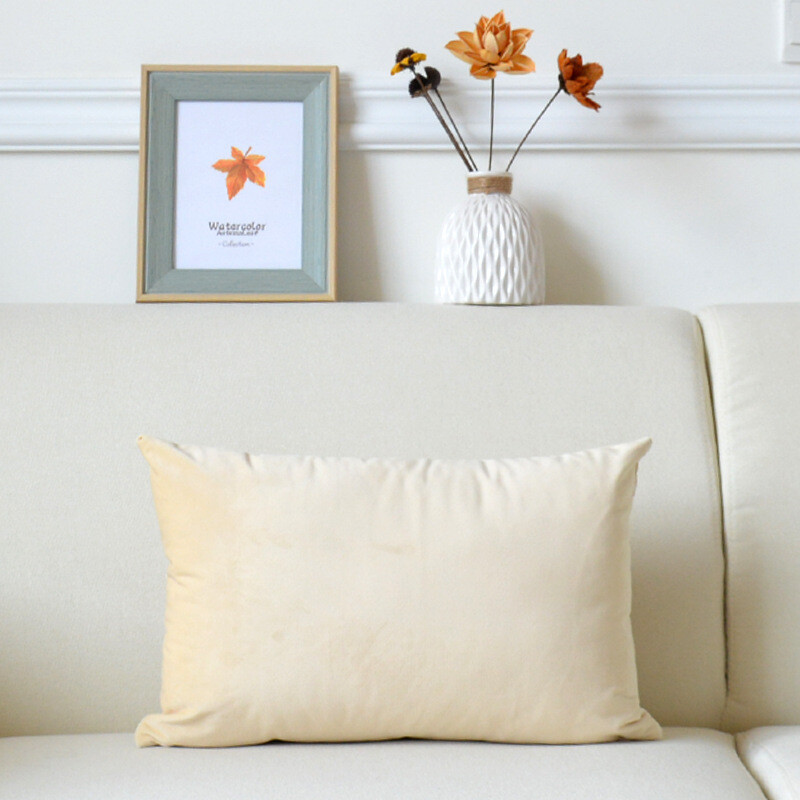 Față de pernă din catifea de culoare uni, pernă de canapea modernă simplă, talie lungă, față de pernă cu spătar mare J^