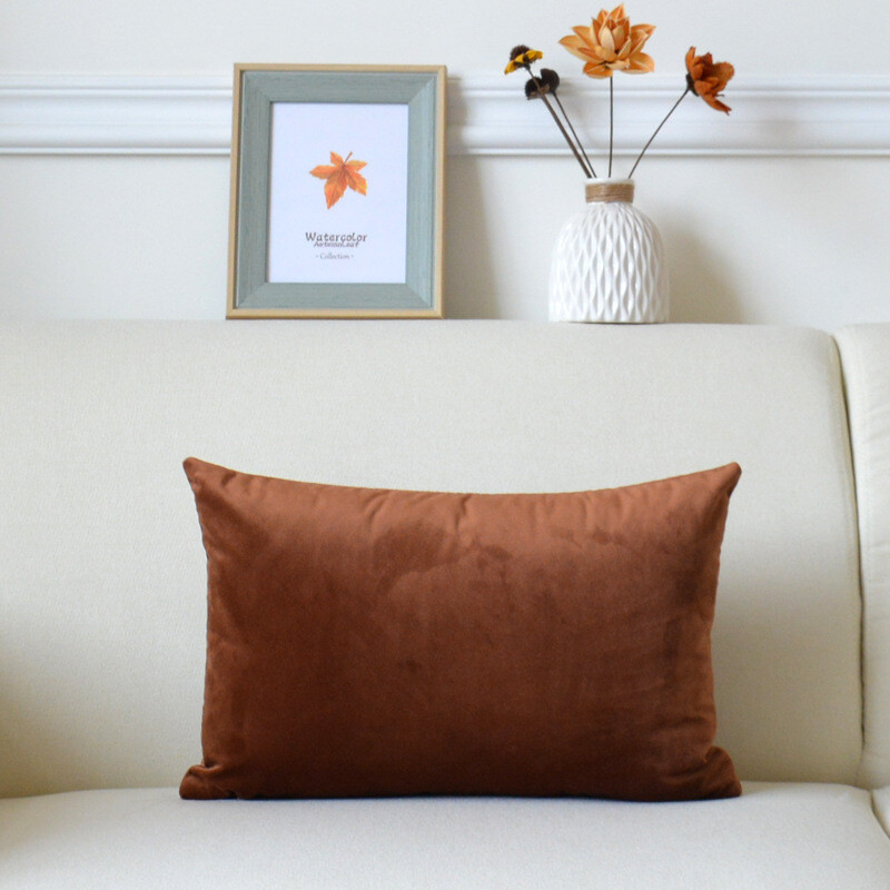 Față de pernă din catifea de culoare uni, pernă de canapea modernă simplă, talie lungă, față de pernă cu spătar mare J^