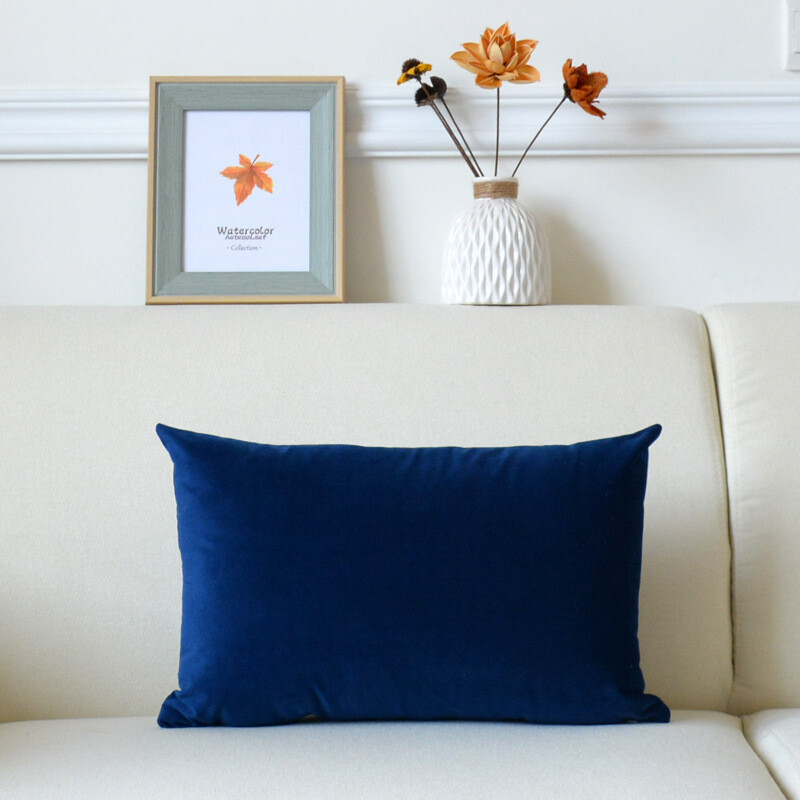 Față de pernă din catifea de culoare uni, pernă de canapea modernă simplă, talie lungă, față de pernă cu spătar mare J^