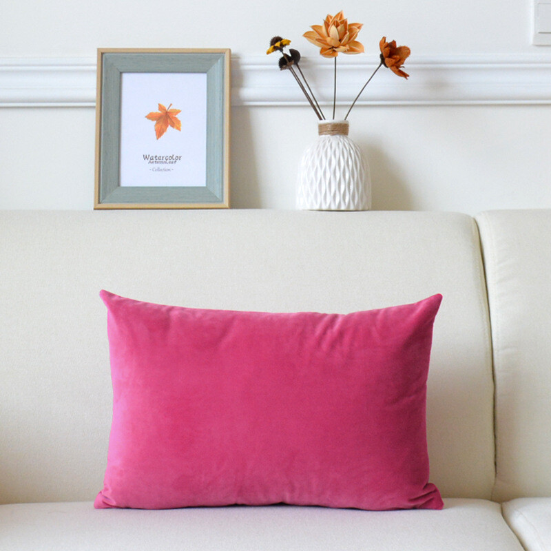 Față de pernă din catifea de culoare uni, pernă de canapea modernă simplă, talie lungă, față de pernă cu spătar mare J^