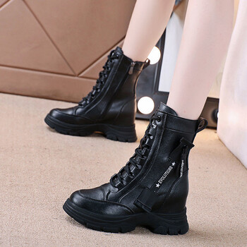 Internetikuulsuste õhukesed Martini saapad pisikestele naistele, uued talvised lühikesed saapad, mis suurendavad kõrgust, universaalsed kevad- ja sügissaapad paksu tallaga