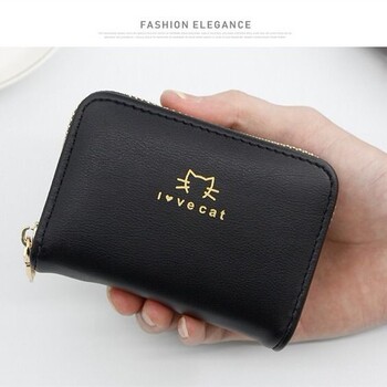 Naiste kaardihoidja, lihtne Korea stiil naisüliõpilastele, multifunktsionaalne väike mündirahakott, lukuga kaardihoidja mitme kaardipesa ja mündihoidikuga