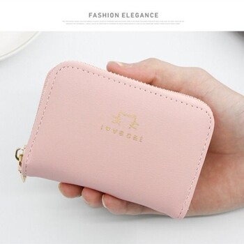 Naiste kaardihoidja, lihtne Korea stiil naisüliõpilastele, multifunktsionaalne väike mündirahakott, lukuga kaardihoidja mitme kaardipesa ja mündihoidikuga