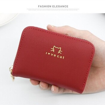 Naiste kaardihoidja, lihtne Korea stiil naisüliõpilastele, multifunktsionaalne väike mündirahakott, lukuga kaardihoidja mitme kaardipesa ja mündihoidikuga