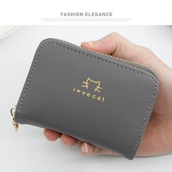 Naiste kaardihoidja, lihtne Korea stiil naisüliõpilastele, multifunktsionaalne väike mündirahakott, lukuga kaardihoidja mitme kaardipesa ja mündihoidikuga