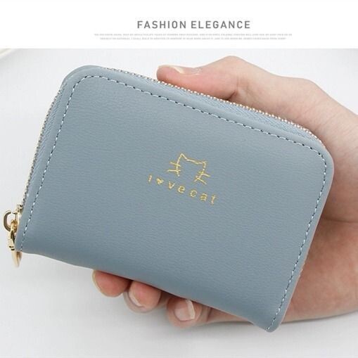 Naiste kaardihoidja, lihtne Korea stiil naisüliõpilastele, multifunktsionaalne väike mündirahakott, lukuga kaardihoidja mitme kaardipesa ja mündihoidikuga