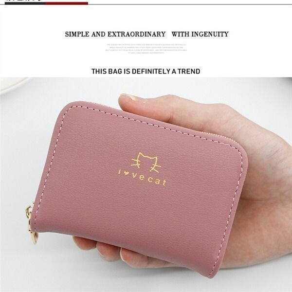 Naiste kaardihoidja, lihtne Korea stiil naisüliõpilastele, multifunktsionaalne väike mündirahakott, lukuga kaardihoidja mitme kaardipesa ja mündihoidikuga