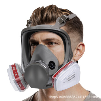Dujokaukės purškiami dažai cheminiai pesticidai viso veido kaukė gaisro gesinimui platus matymo laukas silikoninė dujokaukė su filtru viso veido kaukė didmeninė prekyba