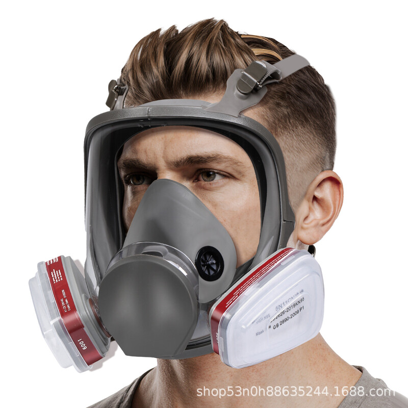 Dujokaukės purškiami dažai cheminiai pesticidai viso veido kaukė gaisro gesinimui platus matymo laukas silikoninė dujokaukė su filtru viso veido kaukė didmeninė prekyba