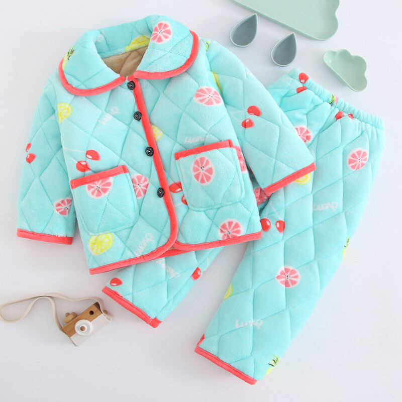 Zimska dječja pidžama s tri sloja podstave i set kućne odjeće od baršuna i debelog koraljnog flisa za dječake i djevojčice