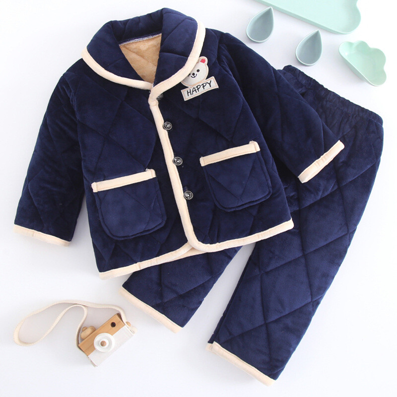 Zimska dječja pidžama s tri sloja podstave i set kućne odjeće od baršuna i debelog koraljnog flisa za dječake i djevojčice