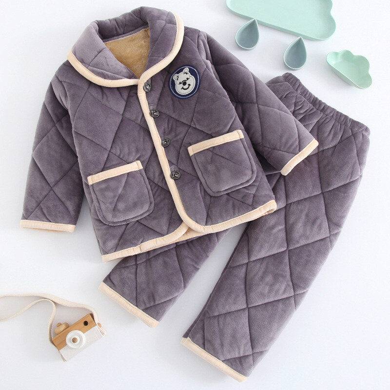 Zimska dječja pidžama s tri sloja podstave i set kućne odjeće od baršuna i debelog koraljnog flisa za dječake i djevojčice