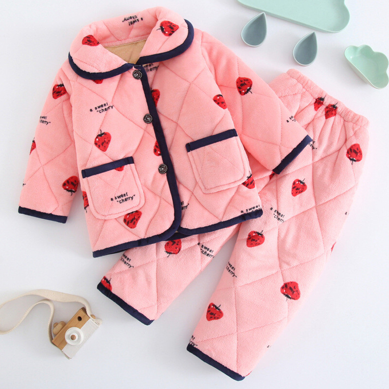 Zimska dječja pidžama s tri sloja podstave i set kućne odjeće od baršuna i debelog koraljnog flisa za dječake i djevojčice