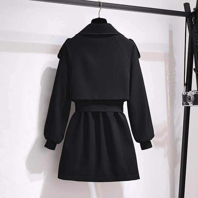 Korea stiilis kaherealine kinnitus ja vöö, vöökoht, salendav, moodne lühike jakk naistele, sügis ja talv 2024, uus