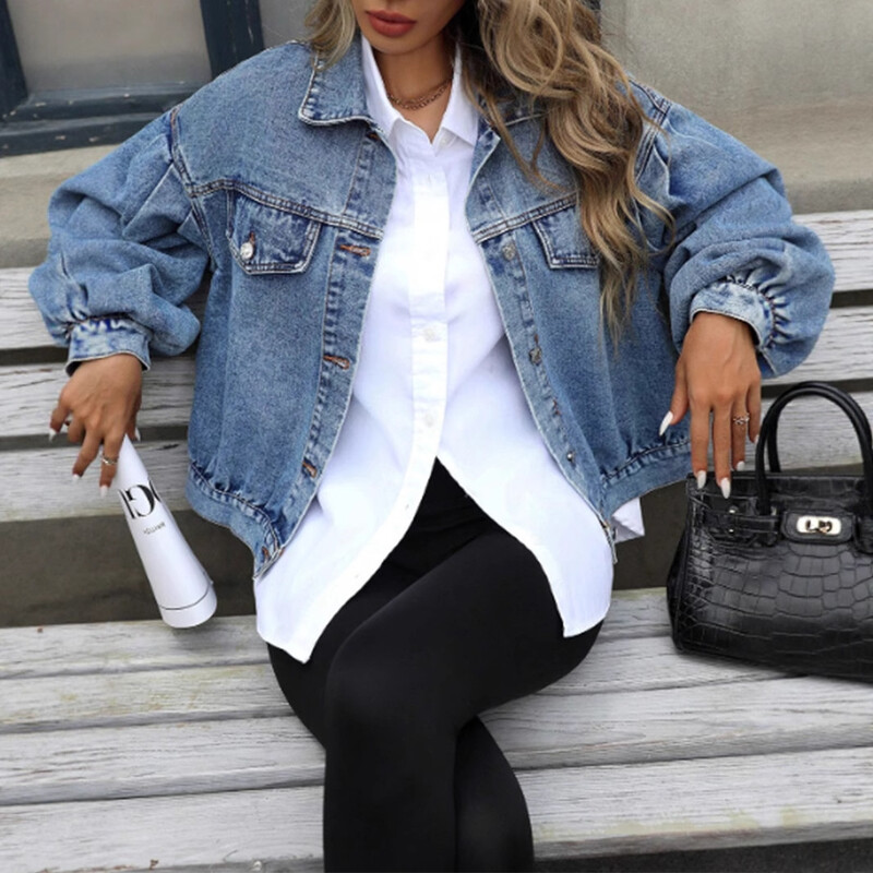 На склад - 20221# Европейски и американски трансгранични INS модерни дамски дрехи гореща разпродажба универсално свободно късо яке модерно дънково яке