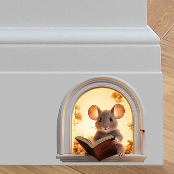 Geriausiai parduodamas lipnus animacinių pelių lipdukas namų dekoravimui, mielas, saldus, 3D, PVC pelės skylės sienos lipdukas